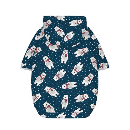 Christmas Polar Bear Pattern Print Dog Zip Up Hoodie