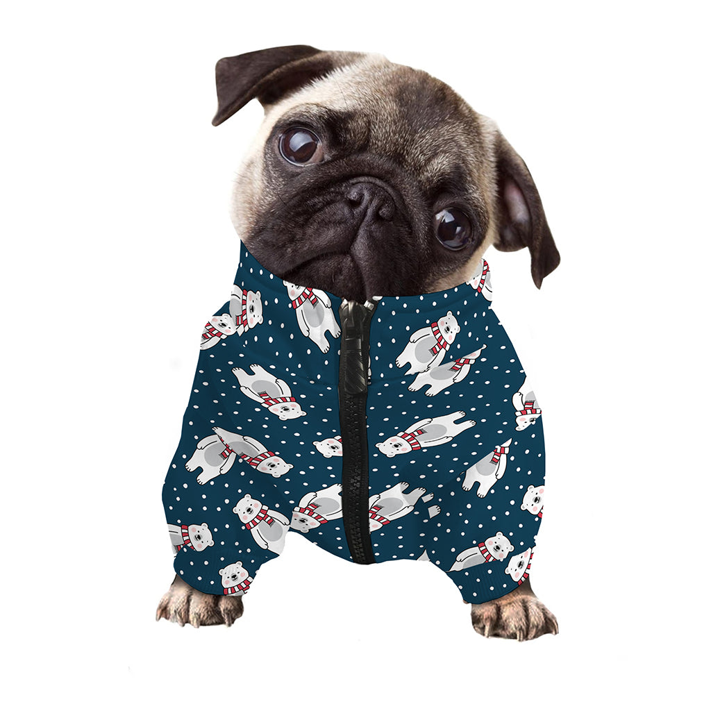 Christmas Polar Bear Pattern Print Dog Zip Up Jacket