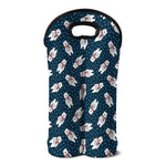 Christmas Polar Bear Pattern Print Double Neoprene Wine Tote