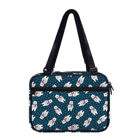 Christmas Polar Bear Pattern Print Double Strap Bible Bag