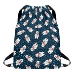 Christmas Polar Bear Pattern Print Drawstring Backpack