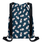 Christmas Polar Bear Pattern Print Drawstring Backpack