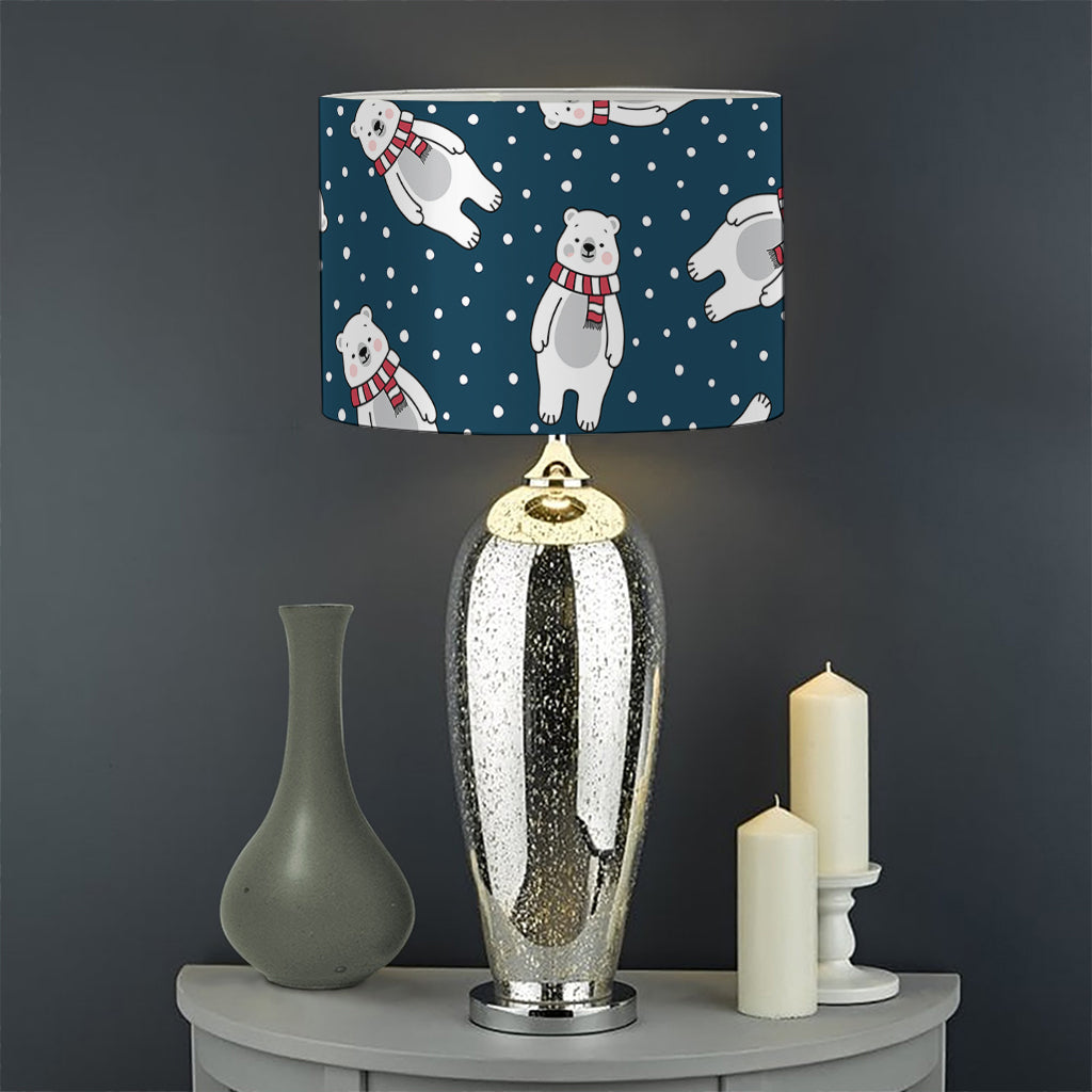 Christmas Polar Bear Pattern Print Drum Lamp Shade