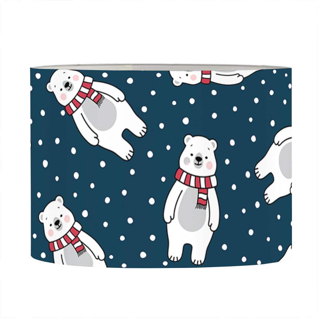 Christmas Polar Bear Pattern Print Drum Lamp Shade