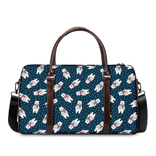 Christmas Polar Bear Pattern Print Duffle Bag