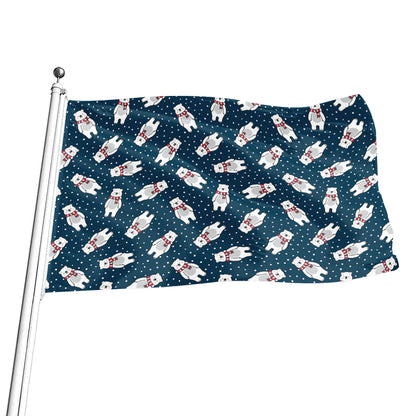 Christmas Polar Bear Pattern Print Flag