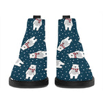 Christmas Polar Bear Pattern Print Flat Ankle Boots