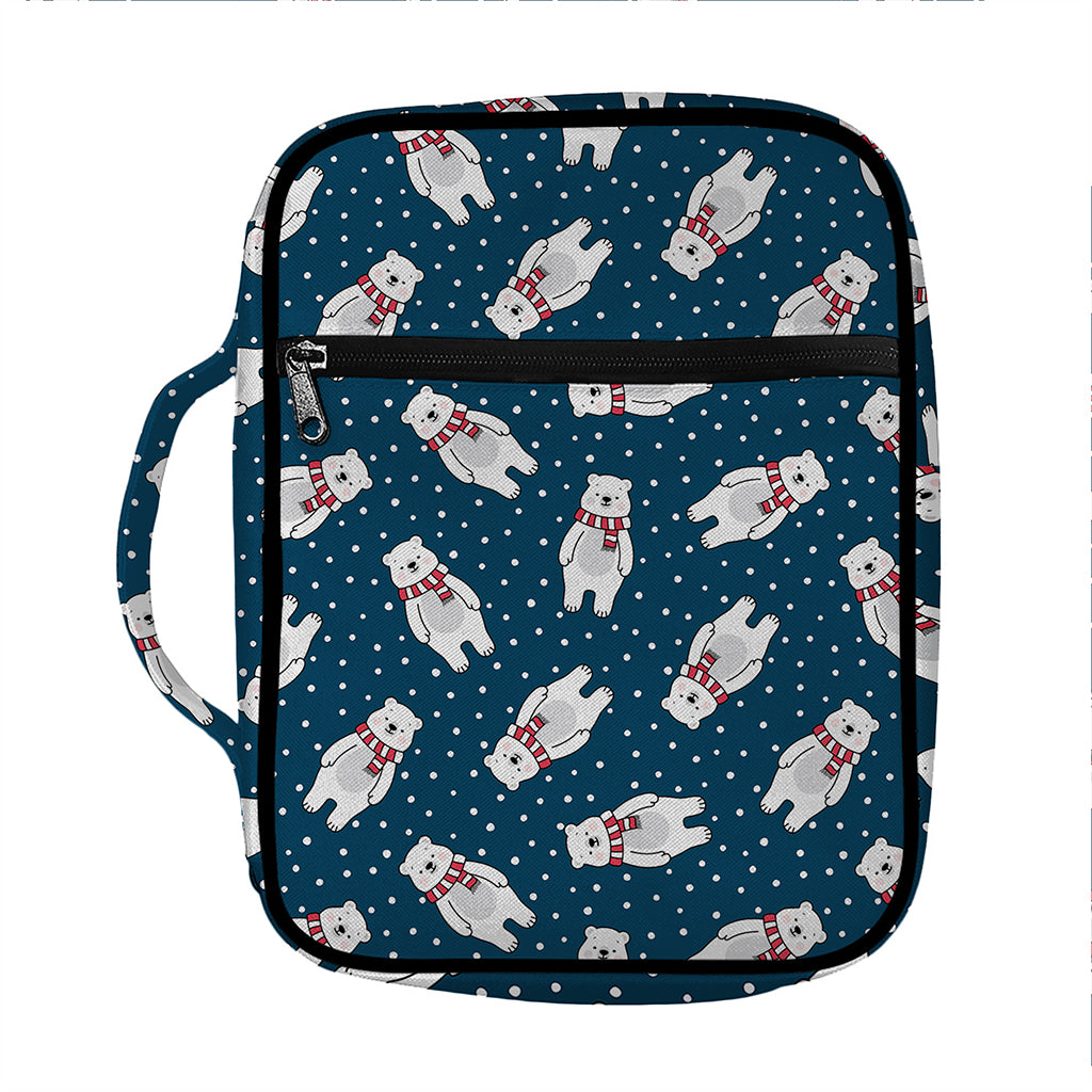 Christmas Polar Bear Pattern Print Front Pocket Bible Bag