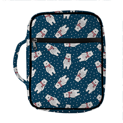 Christmas Polar Bear Pattern Print Front Pocket Bible Bag