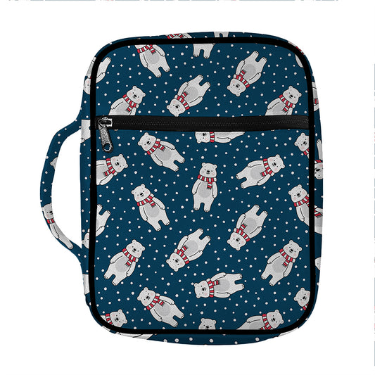 Christmas Polar Bear Pattern Print Front Pocket Bible Bag