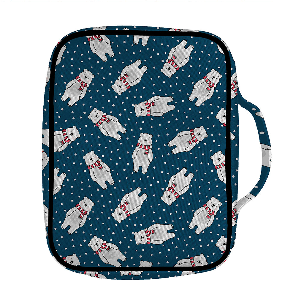 Christmas Polar Bear Pattern Print Front Pocket Bible Bag