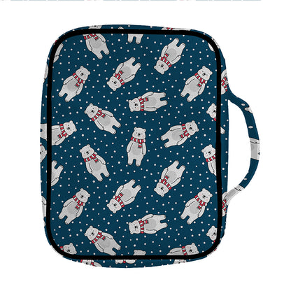 Christmas Polar Bear Pattern Print Front Pocket Bible Bag