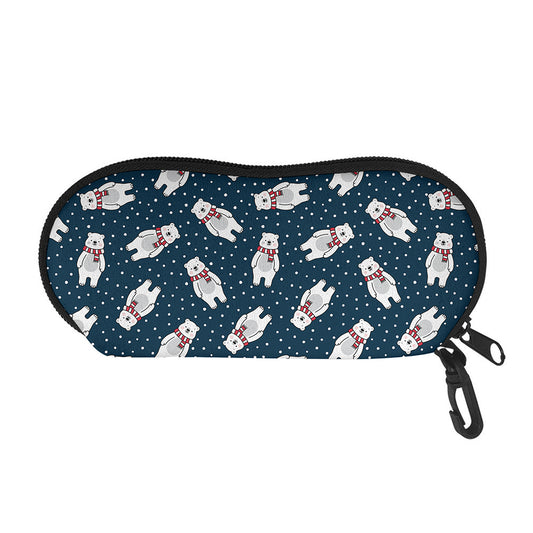 Christmas Polar Bear Pattern Print Glasses Case