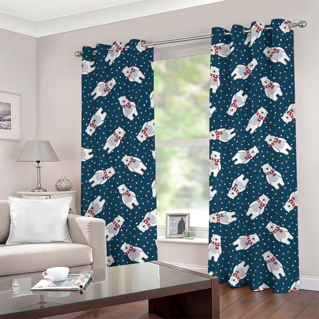 Christmas Polar Bear Pattern Print Grommet Curtains