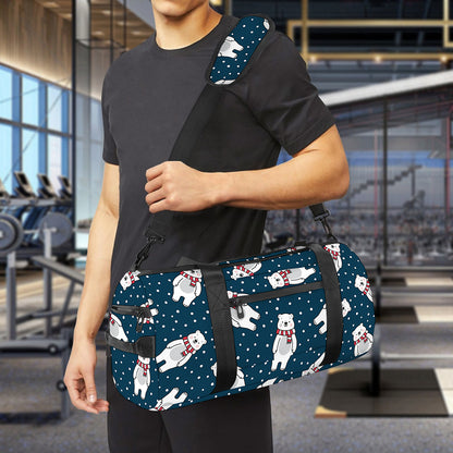 Christmas Polar Bear Pattern Print Gym Bag