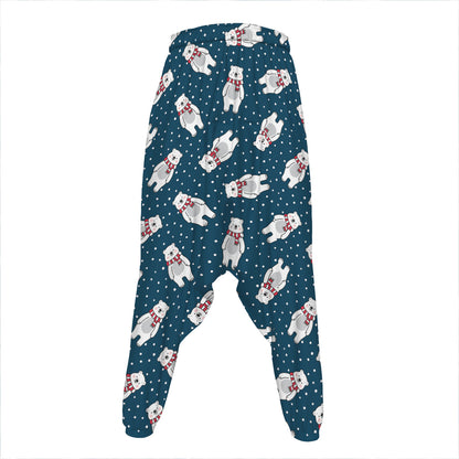 Christmas Polar Bear Pattern Print Hammer Pants