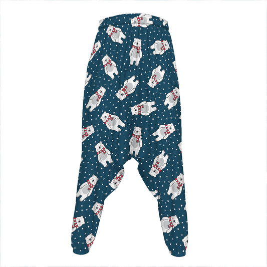 Christmas Polar Bear Pattern Print Hammer Pants