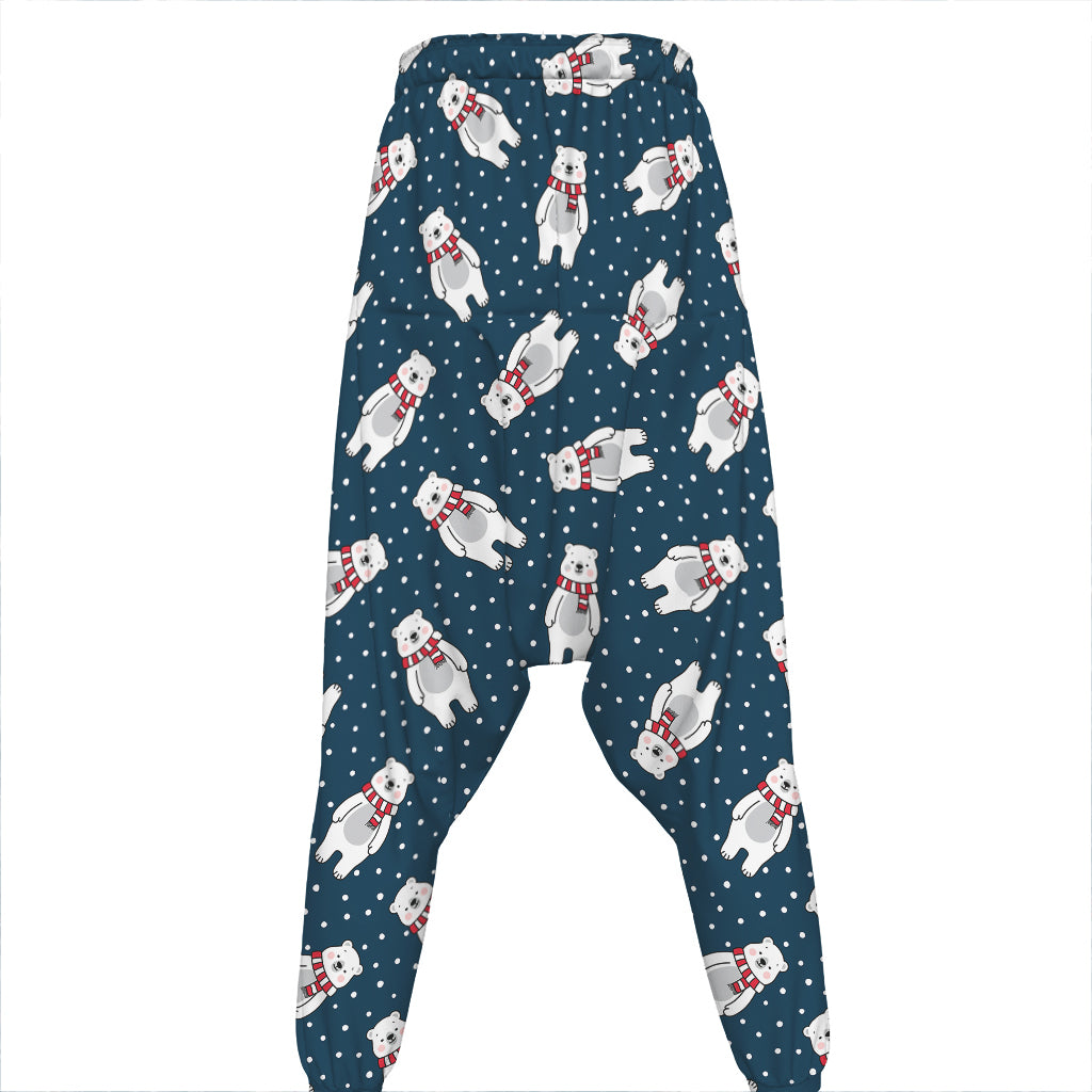 Christmas Polar Bear Pattern Print Hammer Pants