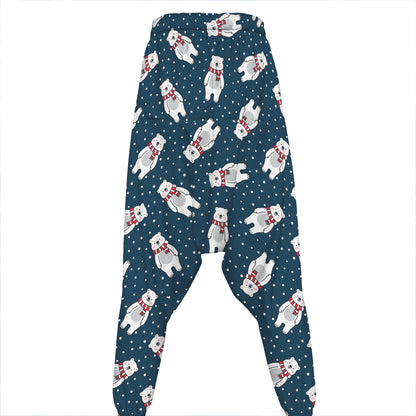 Christmas Polar Bear Pattern Print Hammer Pants