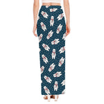 Christmas Polar Bear Pattern Print High Slit Maxi Skirt