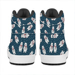 Christmas Polar Bear Pattern Print High Top Leather Sneakers