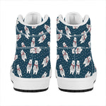 Christmas Polar Bear Pattern Print High Top Leather Sneakers