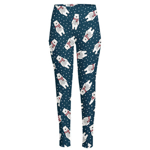 Christmas Polar Bear Pattern Print High-Waisted Pocket Leggings