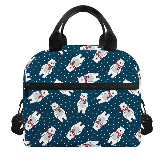 Christmas Polar Bear Pattern Print Insulated Lunch Bag
