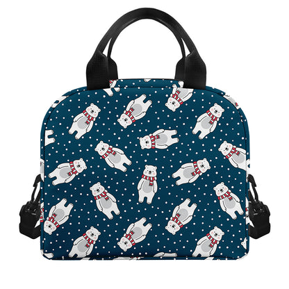 Christmas Polar Bear Pattern Print Insulated Lunch Bag
