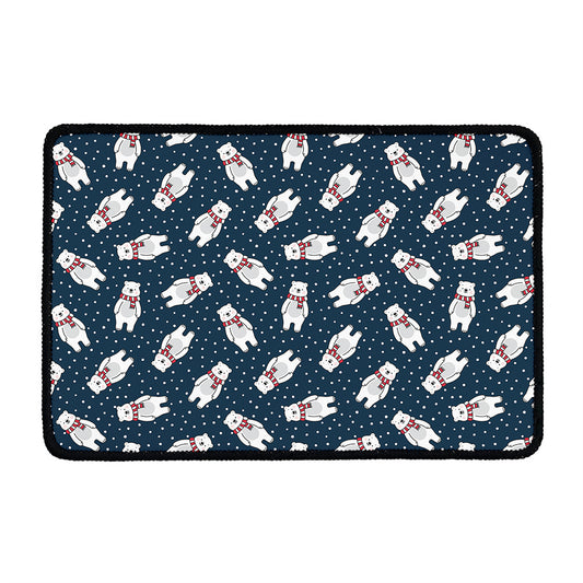 Christmas Polar Bear Pattern Print Kitchen Mat