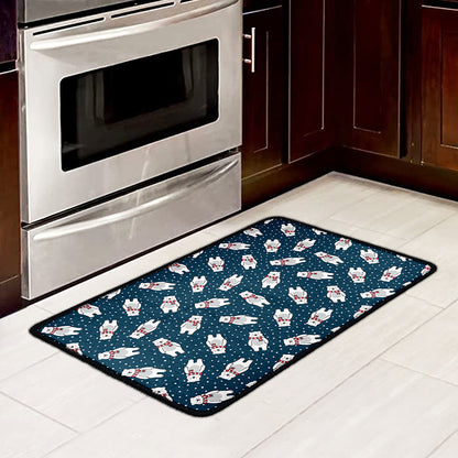 Christmas Polar Bear Pattern Print Kitchen Mat