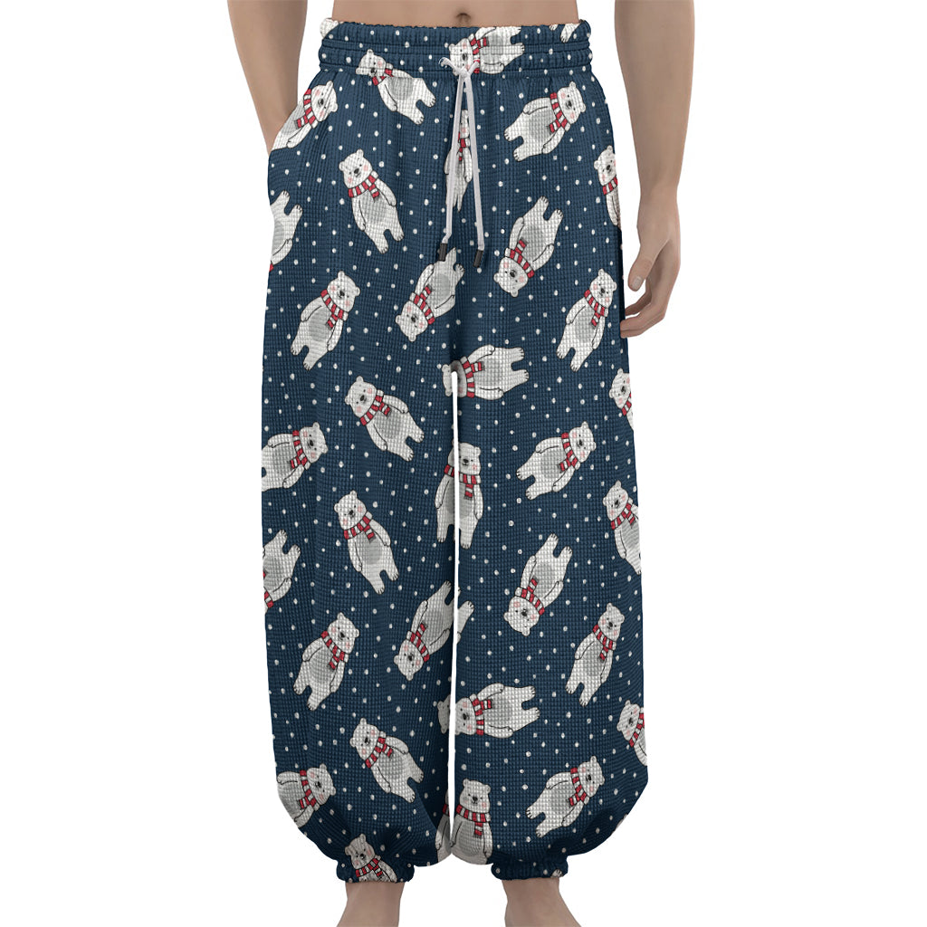 Christmas Polar Bear Pattern Print Lantern Pants