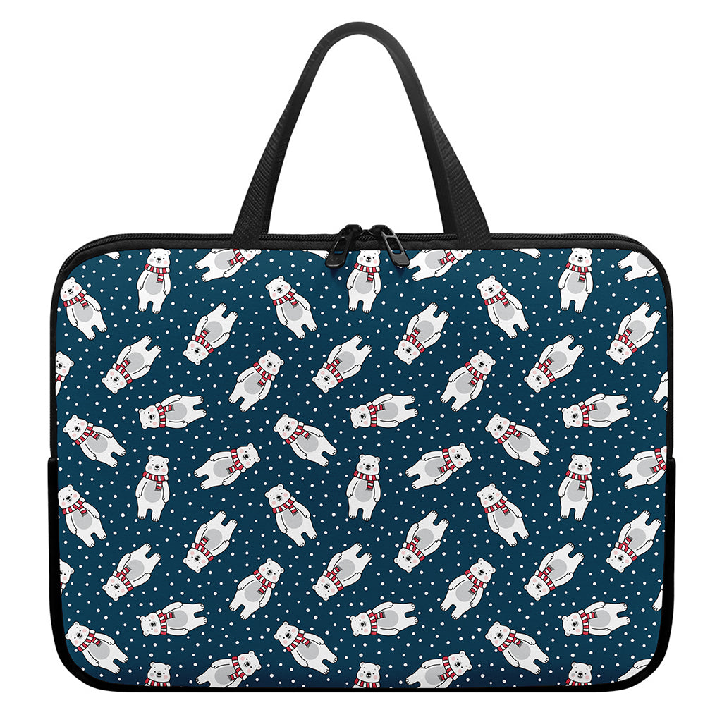 Christmas Polar Bear Pattern Print Laptop Sleeve With Handle