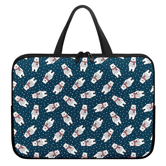Christmas Polar Bear Pattern Print Laptop Sleeve With Handle