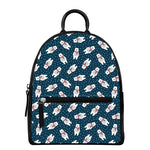 Christmas Polar Bear Pattern Print Leather Backpack