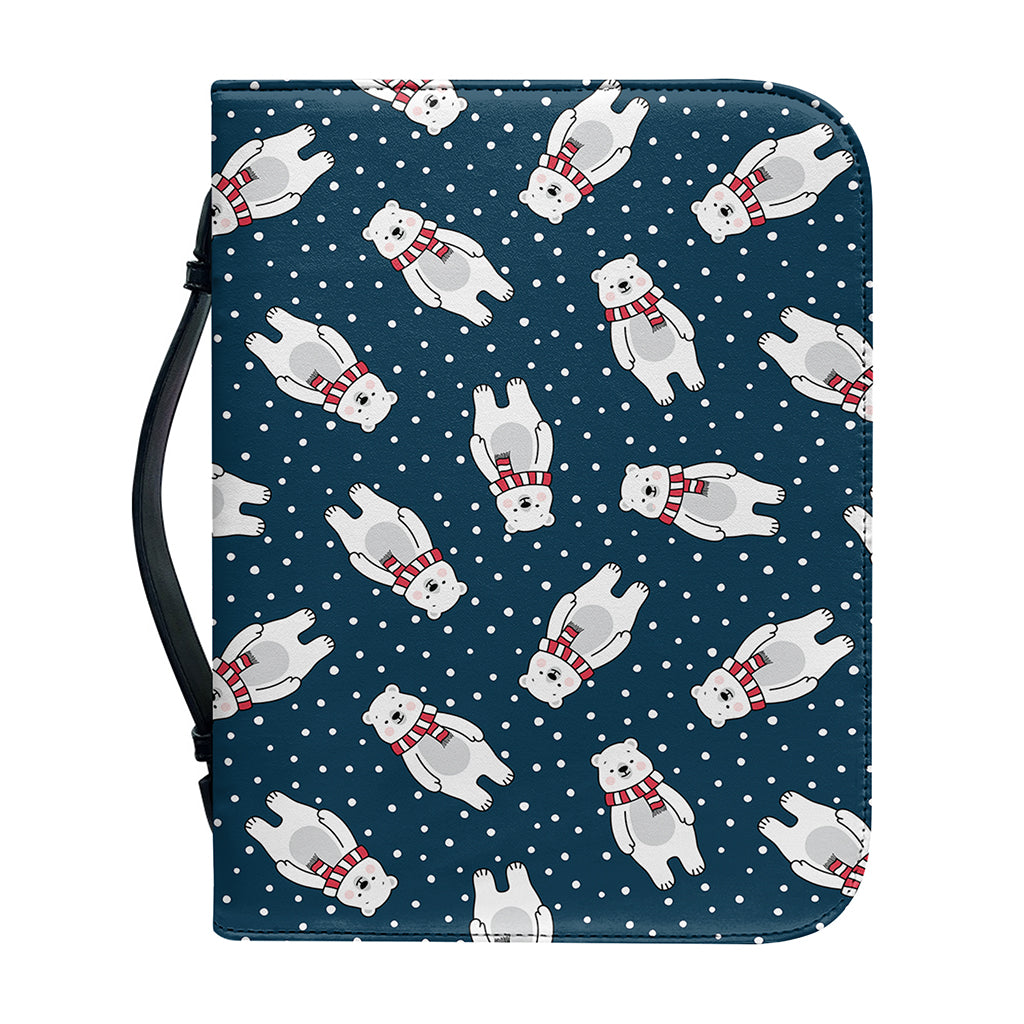 Christmas Polar Bear Pattern Print Leather Bible Cover