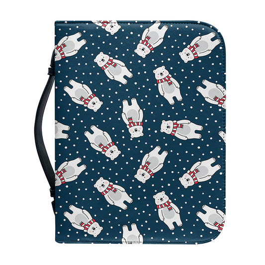 Christmas Polar Bear Pattern Print Leather Bible Cover