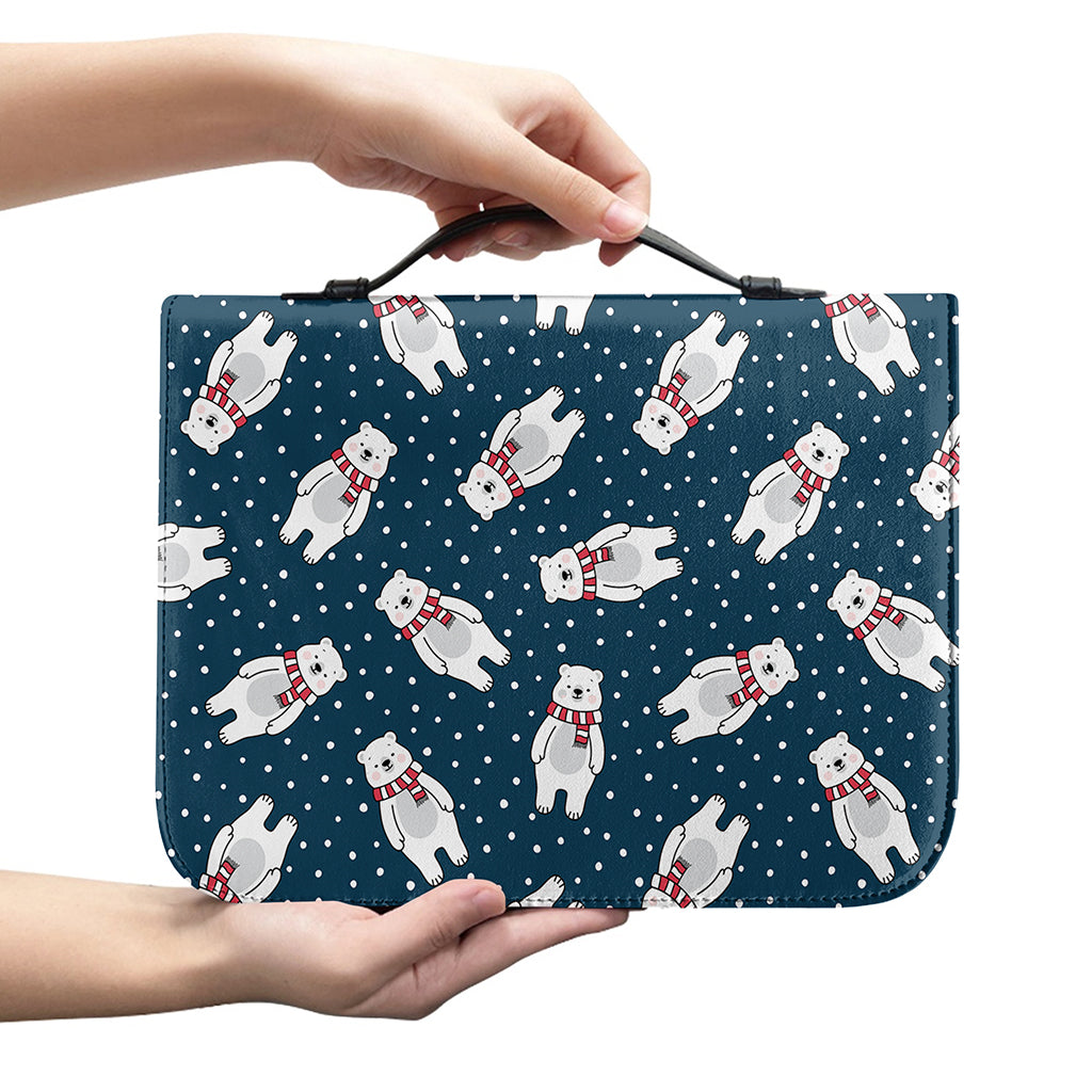 Christmas Polar Bear Pattern Print Leather Bible Cover