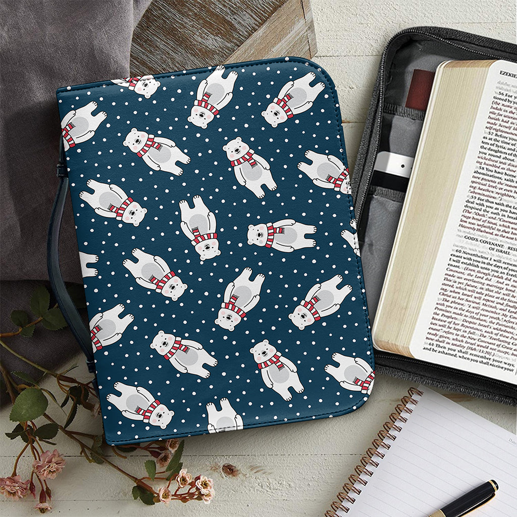 Christmas Polar Bear Pattern Print Leather Bible Cover