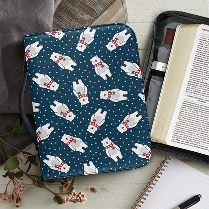 Christmas Polar Bear Pattern Print Leather Bible Cover