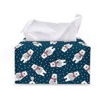 Christmas Polar Bear Pattern Print Leather Tissue Box Cover