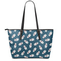 Christmas Polar Bear Pattern Print Leather Tote Bag With Zipper