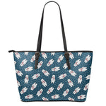 Christmas Polar Bear Pattern Print Leather Tote Bag