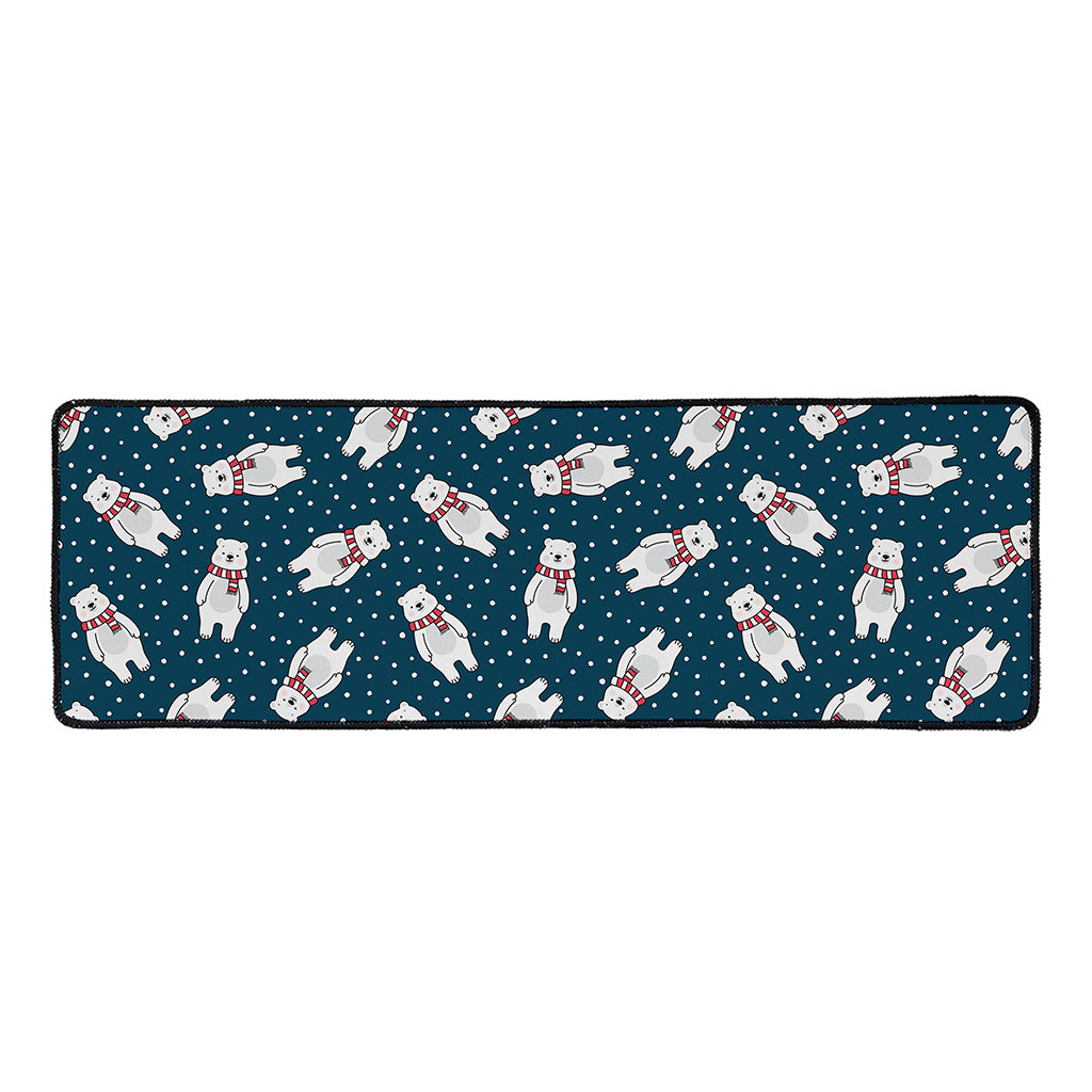 Christmas Polar Bear Pattern Print Long Kitchen Mat