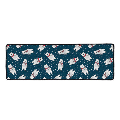 Christmas Polar Bear Pattern Print Long Kitchen Mat