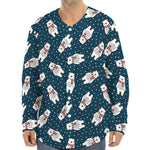 Christmas Polar Bear Pattern Print Long Sleeve Baseball Jersey