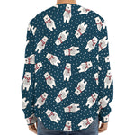 Christmas Polar Bear Pattern Print Long Sleeve Baseball Jersey