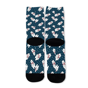 Christmas Polar Bear Pattern Print Long Socks