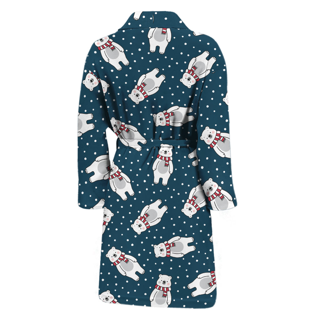 Christmas Polar Bear Pattern Print Men's Bathrobe