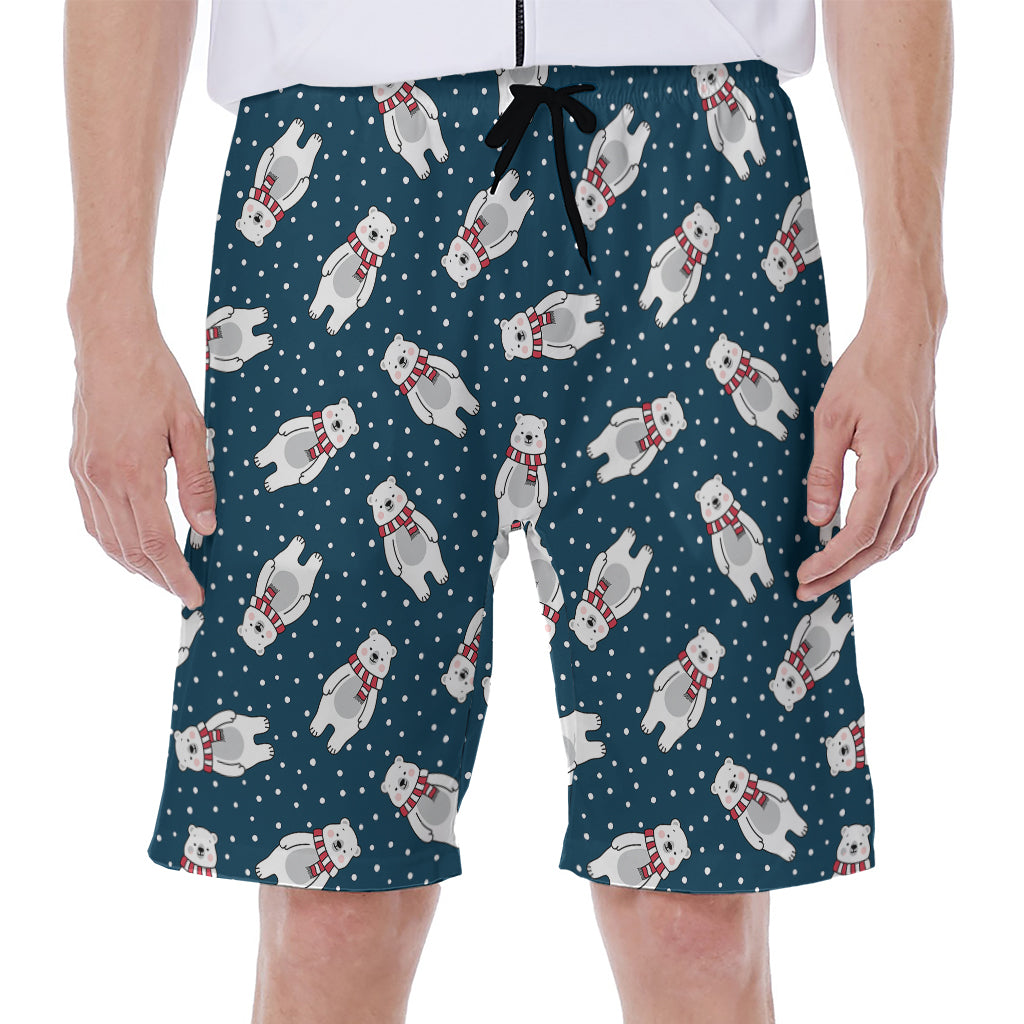 Christmas Polar Bear Pattern Print Men's Beach Shorts